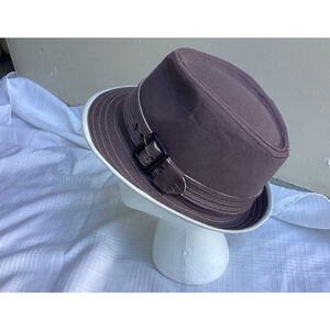 Womens Brown Fedora Hat W/Decorative Buckle By SCALA PRONTO 100% Cotton